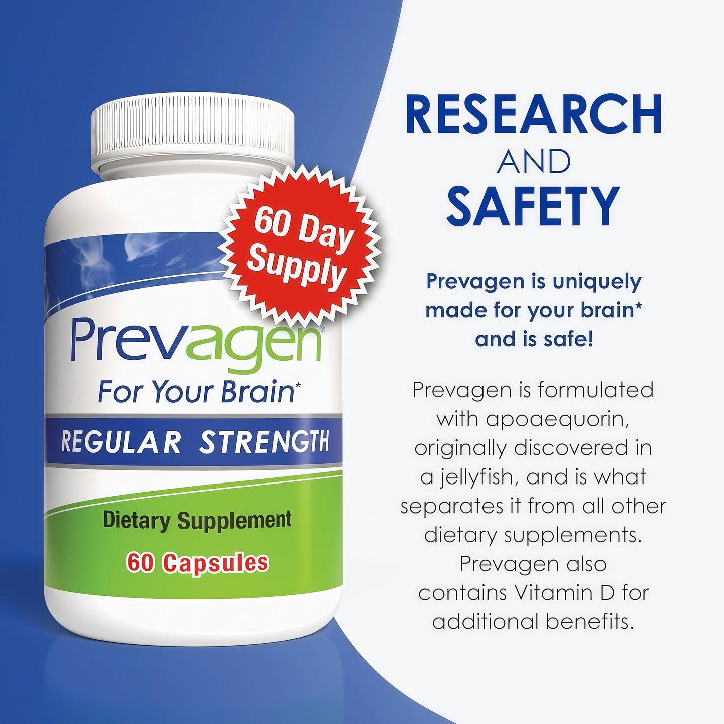 Prevagen Regular Strength with Storage Box, 60 Capsules, 1-Pack | For Your Brain, 2 Month Supply, 10mg Apoaequorin, 50mcg Vitamin D3