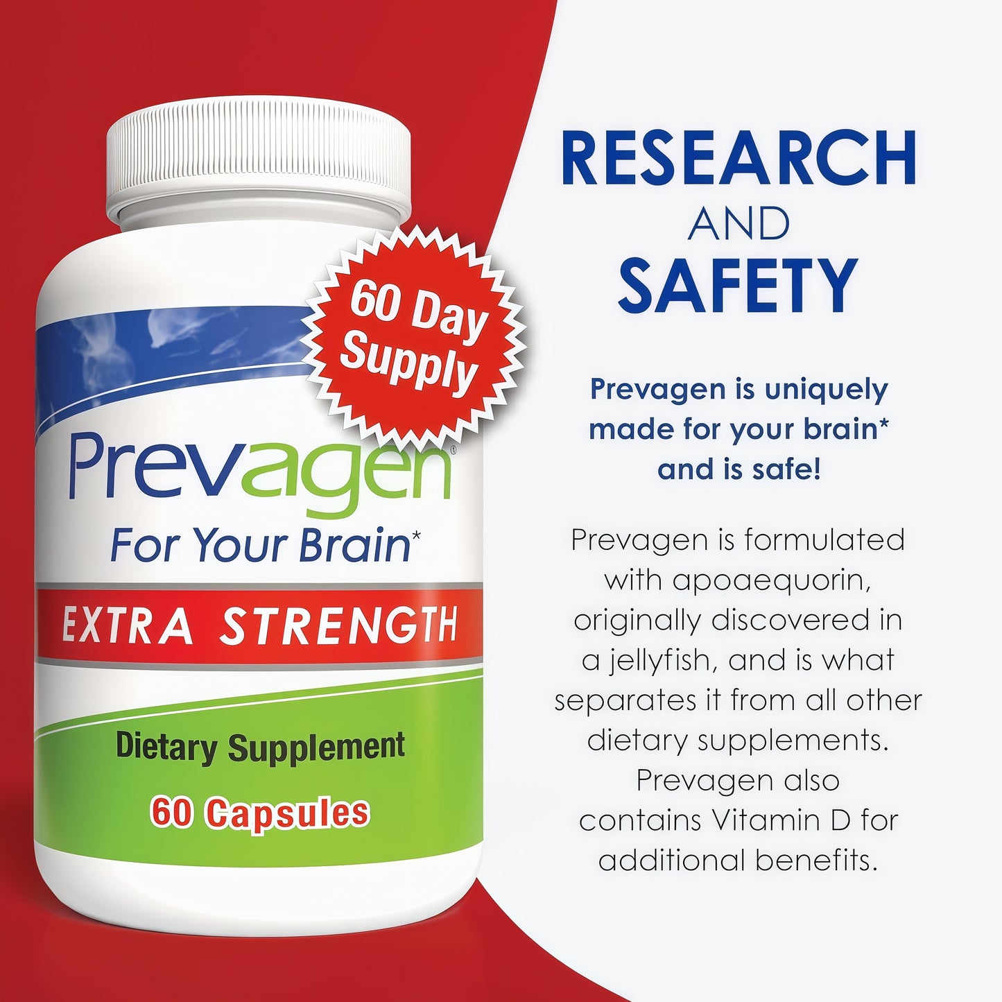 Prevagen Extra Strength with Storage Box, 60 Capsules, 1-Pack | For Your Brain, 2 Month Supply, 20mg Apoaequorin, 50mcg Vitamin D3